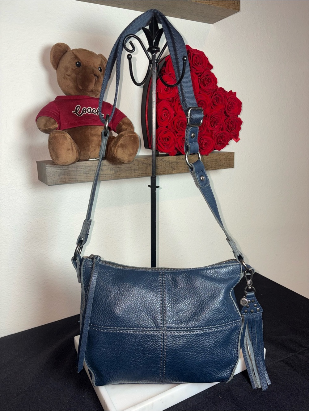 The Sak Leather Crossbody Bag in Navy Blue Shoulder Bag